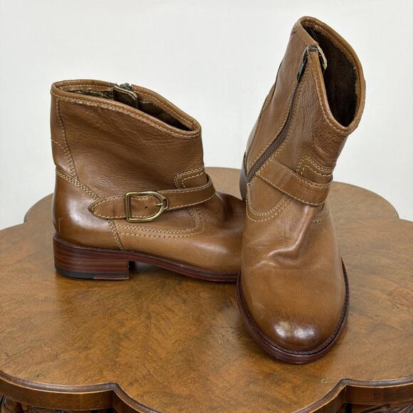 Johnston & Murphy Shoes - Johnston & Murphy Brown Leather Boots Women's Size 8.5 Ankle Bootie Side Zip
